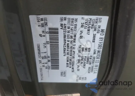 2004 Mercury Mountaineer из США, поврежденный, VIN 4M2ZU86W94ZJ06674